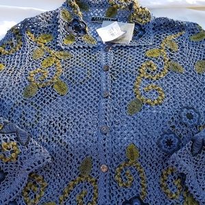 Peruvian Connection Crochet Womens Cardigan XL